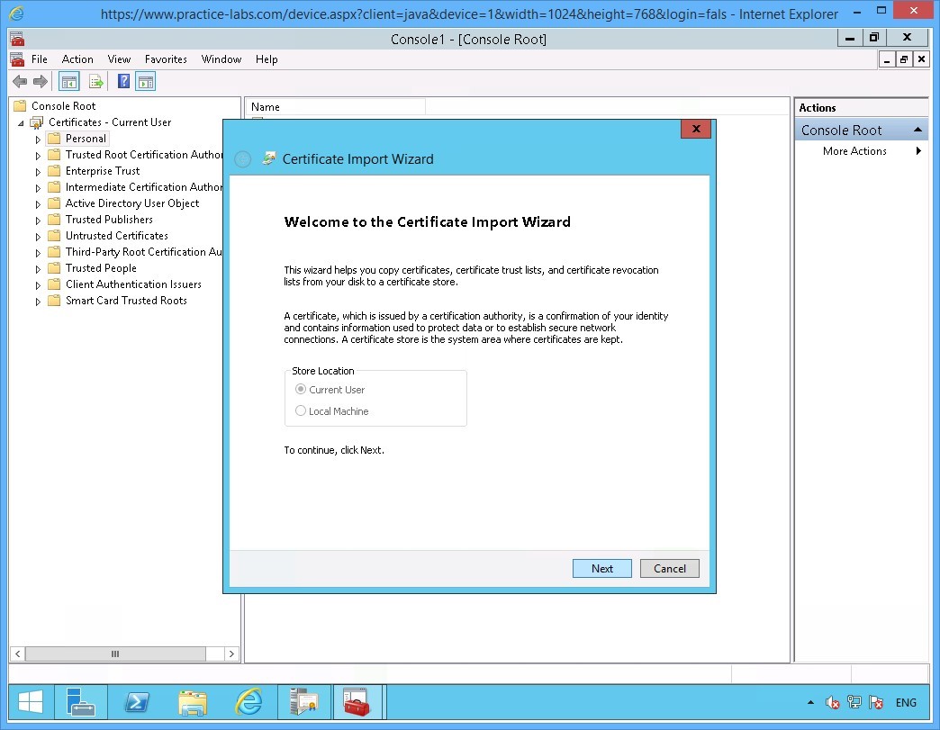 Practice Labs screenshot.